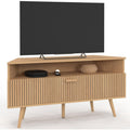 TV-Eckschrank mit Tür und Lamellenoptik, 110 cm