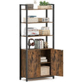 Bücherregal mit 6 Ebenen, Türen und verstellbaren Ablagen, 24 × 60 × 159,5 cm