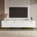 TV-Lowboard mit 4 strukturierten Türen und goldfarbenen Griffen, 160 cm