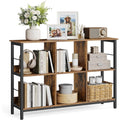 Standregal mit 6 offenen Fächern, 33 × 120 × 80 cm, Vintagebraun und Schwarz