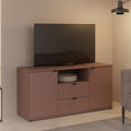 TV-Lowboard mit 2 Türen, 2 Schubladen und offenem Fach, Terrakotta, 129,8 × 63,1 × 41,3 cm