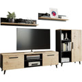 4-teiliges Wohnzimmermöbel-Set mit TV-Kommode, Sideboard und Hängeregalen