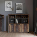 Bücherregal mit 3 Türen im Vintage-Stil aus Holzwerkstoff, Old Wood Vintage Dekor und dunkelgrauer Betonoptik, 136,4 × 118,3 × 41,6 cm
