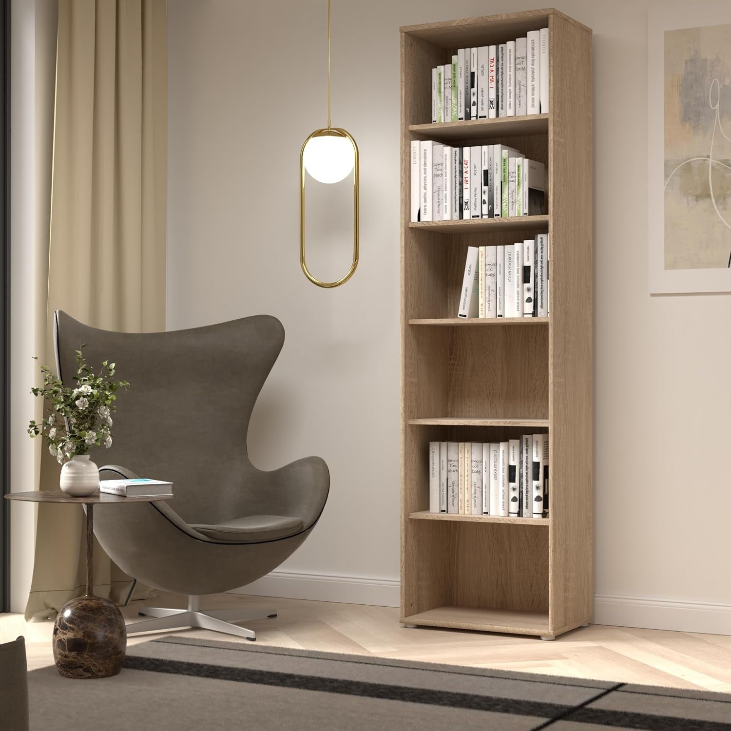 Bücherregal aus Holzwerkstoff in Sonoma-Eiche, 54 × 197,5 × 34,8 cm