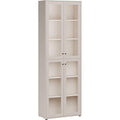 Vitrine mit 4 Glastüren aus Holzwerkstoff in Kaschmirbeige, 73,7 × 216,7 × 34,8 cm